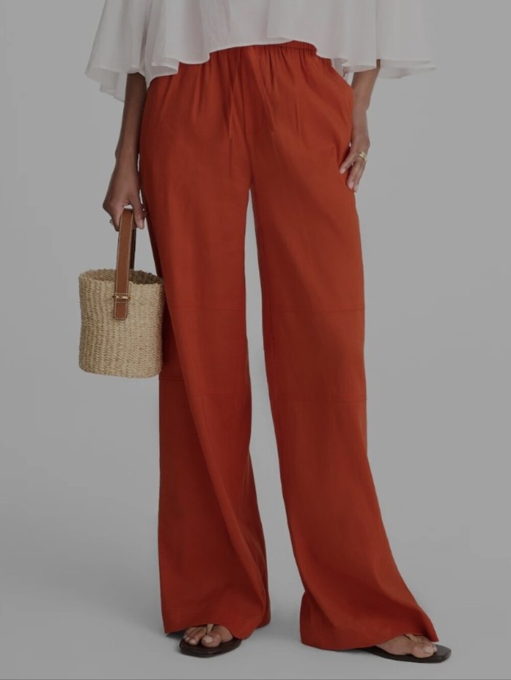 Linen Blend Pull-On Pants XS – Velvet Raw-Edge Waistband